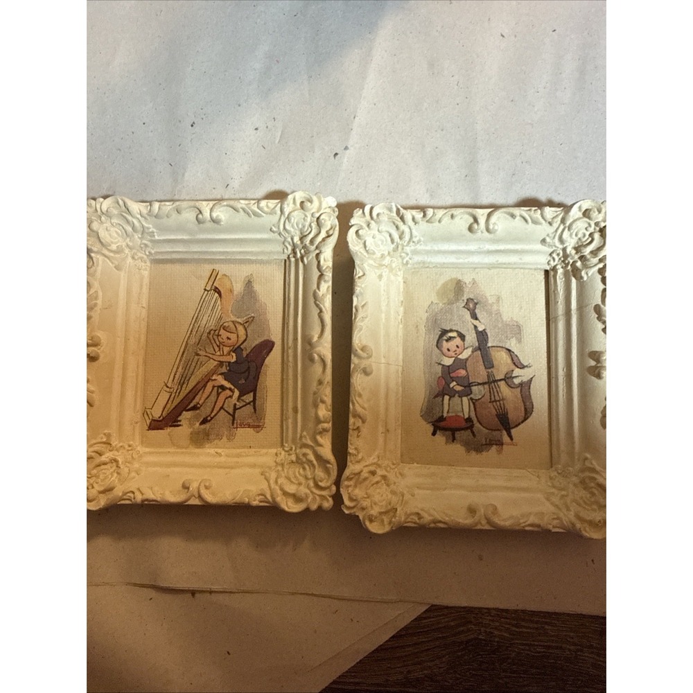 Framed Prints "The Wee Musicians". Signed for "Lowell" Set Of Two Made 1953